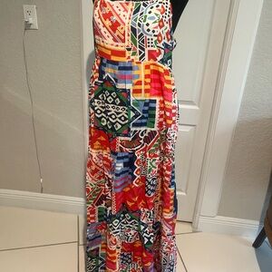 Skies Are Blue Multicolor Geometric Patchwork Maxi Dress